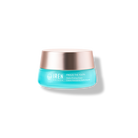 A turquoise jar of FREEZE THE YOUTH Hydra Firming Cream by IREN Shizen with a metallic lid showcases its age-defying snow mushroom extract formula, isolated on a white background.