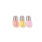 Three "Mix & Match" facial serums by Fast Bundle, in peach, yellow, and pink with silver caps, are arranged in a row.